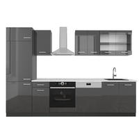 KITCHENETTE R-Line Antracit lucios/antracit 300 cm , AP Marmură - negru cu luciu intens/antracit, compozit lemnos (300/206.8/60cm) - Vicco