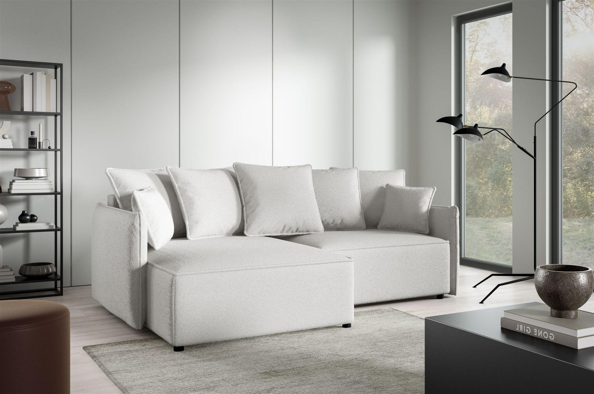 ECKSOFA Minea Mit Schlaffunktion - Creme, Holzwerkstoff/Textil (221/153cm) - Fun Möbel