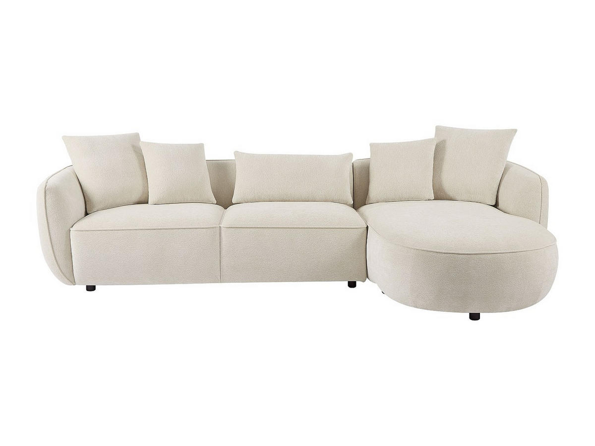 ECKSOFA - Ecke rechts - Chenille-Stoff - Beige - DOKALO - Beige, Textil (296/166cm) - Vente-Unique