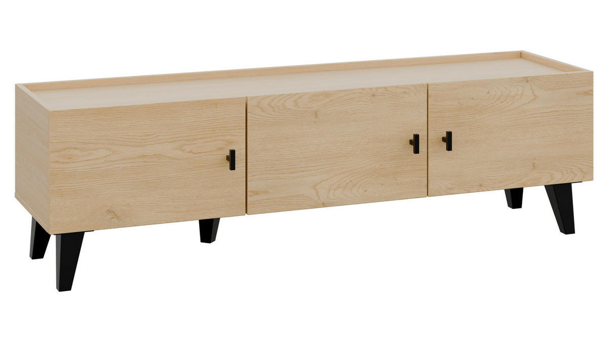 TV-LOWBOARD Vurkizo 150 3D - Eichefarben/Schwarz, Holzwerkstoff/Kunststoff (151/45/40cm) - MIRJAN24