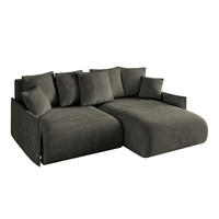 ECKSOFA Ottomane rechts ONESK-L -v1 216x177x72 Schwarz Velours - Schwarz, Holzwerkstoff/Kunststoff (177/216cm) - ALTDECOR