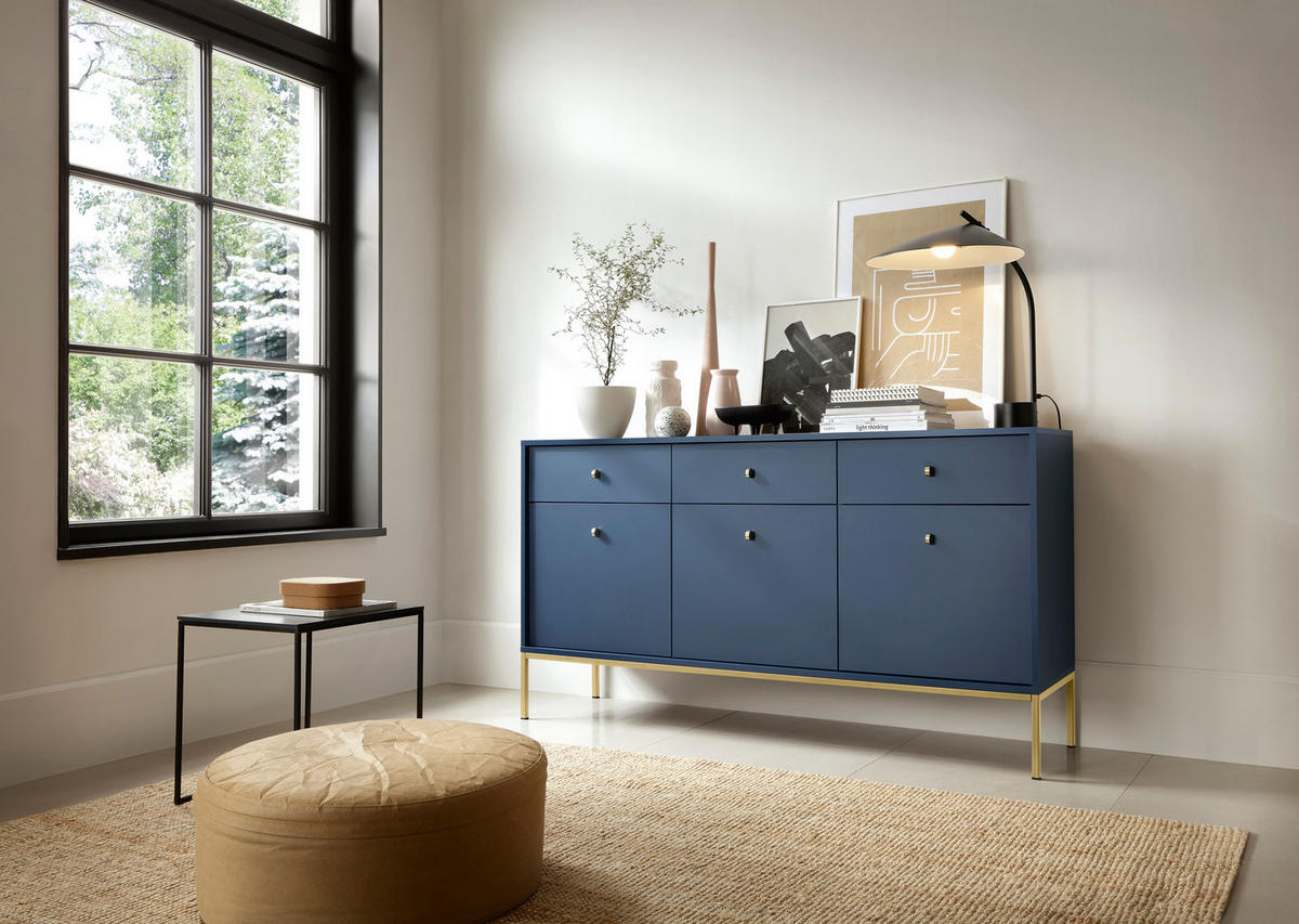 KOMMODE, marineblau, 153,4 x 83 x 39 cm - Blau, Holzwerkstoff (153.4/83/39cm) - 3XE LIVING