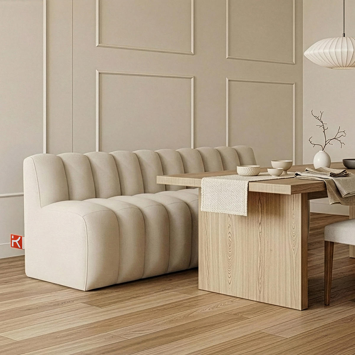 ESSZIMMERBANK CORDA, Cremig - Creme, Holz/Holzwerkstoff (203/78/71cm) - KONSIMO®