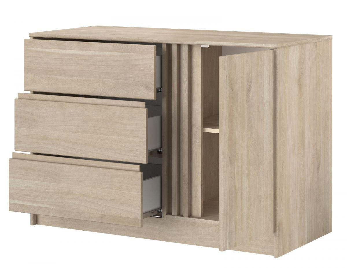 JUGENDZIMMER Eiche japanisch, Set mit Stauraumbett 160 x 200 cm und Kommode - Eichefarben, Holzwerkstoff (203/99/217cm) - Parisot Meuble