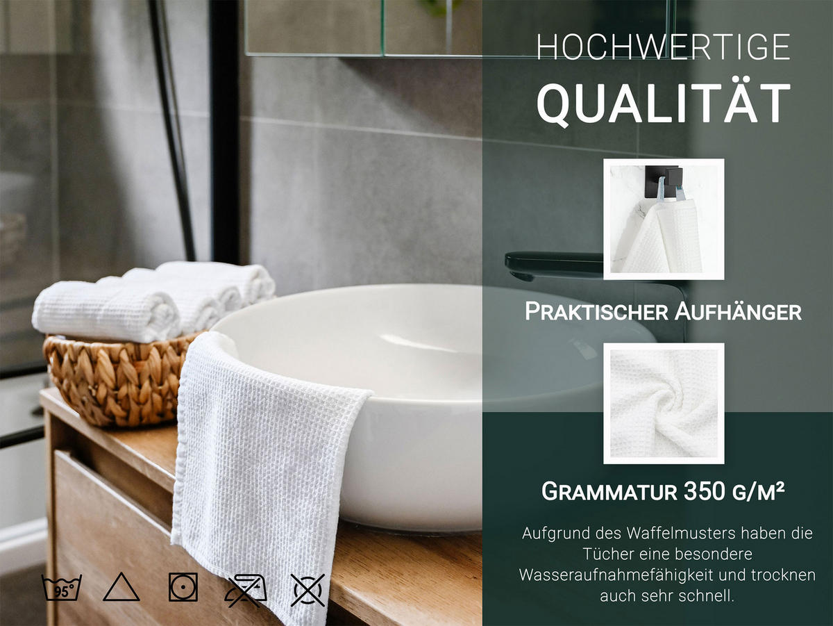 GÄSTETÜCHER, 10er-Set, 30x50 cm, 100% Baumwolle, Weiß - Weiß, Textil (30/50cm) - Zollner