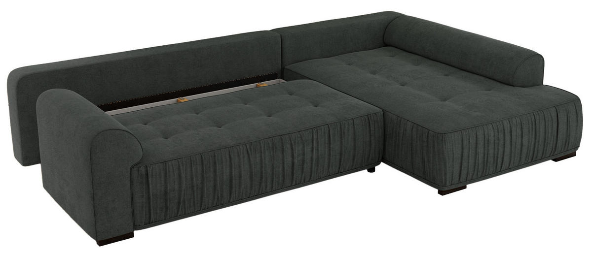 ECKSOFA ORTA Dunkelgrau Stukture - Rechts - Dunkelgrau/Schwarz, Textil (200/325cm) - MKS