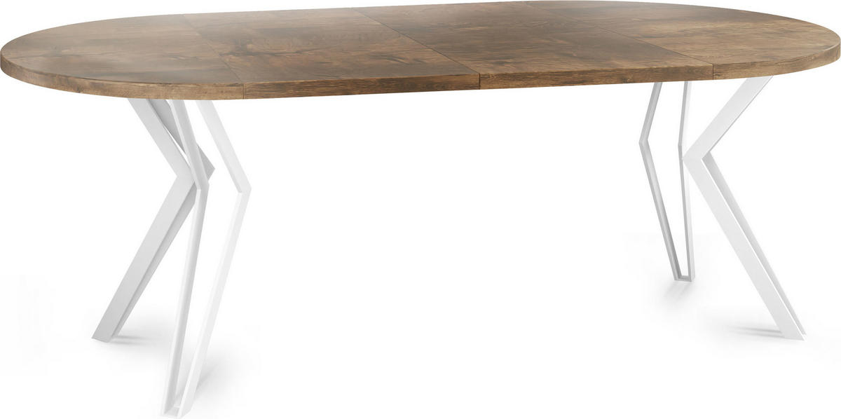 ESSTISCH Austin runder ausziehbarer, Lefkas Eiche 100-180/100/76 cm - Alteiche/Braun, Holzwerkstoff/Metall (100/180/76cm) - WFL GROUP