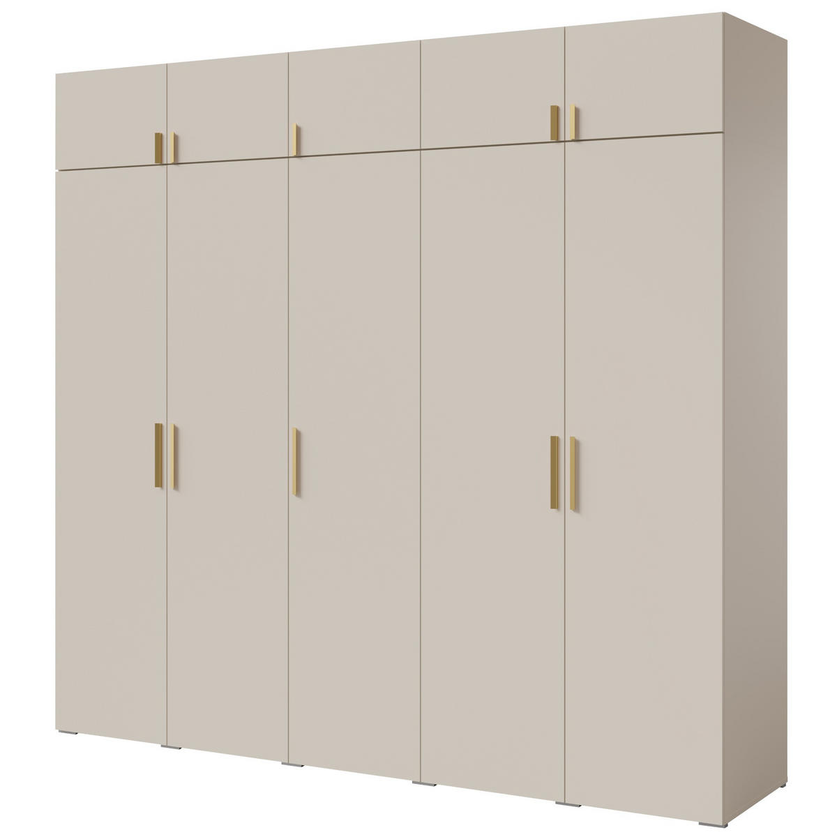 DREHTÜRENSCHRANK mit Aufsatz Napoli 5D 250 Kaschmir (schwarzer oder goldener Griff) - Kaschmir/Silberfarben, Holzwerkstoff/Kunststoff (250/35/60cm) - mzm24