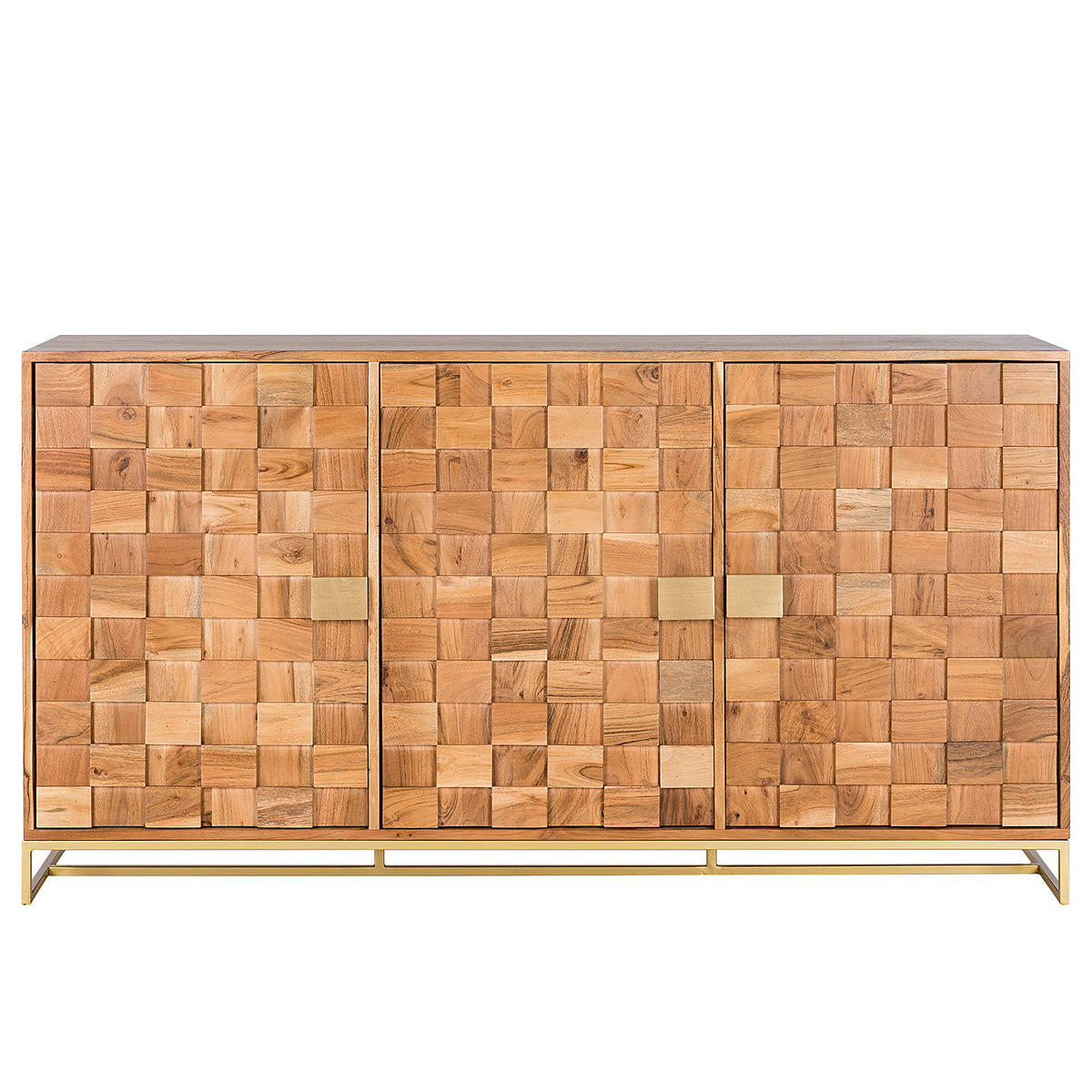 SIDEBOARD - Akazie massiv / Eisen - Goldfarben/Akaziefarben, Holz (160/85/40cm) - home24
