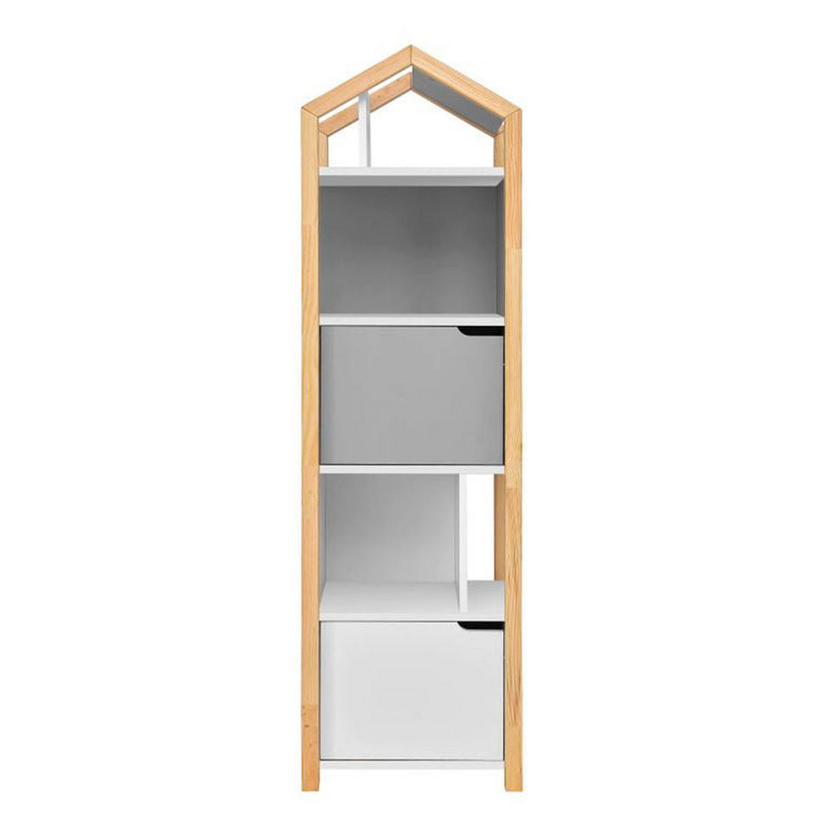 REGÁL NA KNIHY Sivá a biela - biela, kompozitné drevo (46/160/37cm) - Petits-meubles