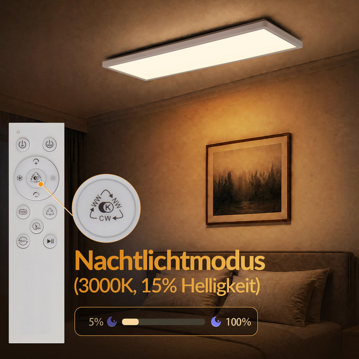 LED DECKENLEUCHTE Panel Schwarz 20/58/3cm - Schwarz, Kunststoff (58/20/3cm) - Nettlife