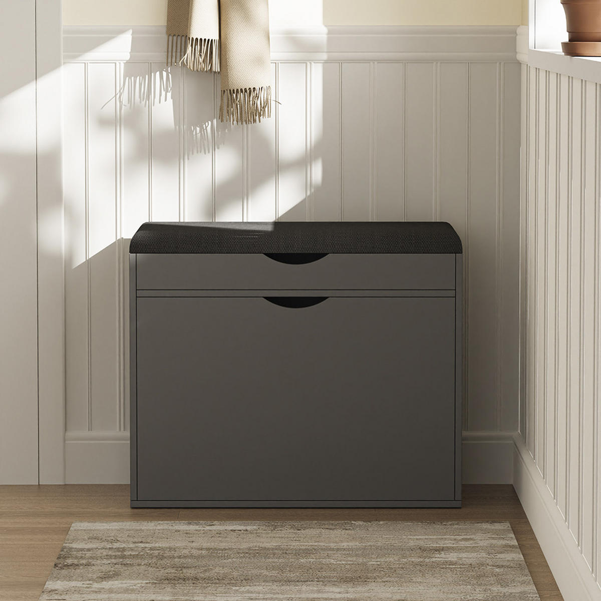 BOTNÍK S LAVICÍ Schufy Antracit - antracitová, kompozitní dřevo (60/51/30cm) - Vicco