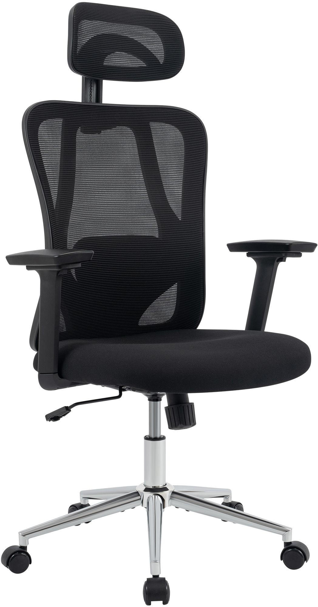 CHEFSESSEL Kunststoff Schwarz - Chromfarben/Schwarz, Kunststoff/Textil (70/120/57cm) - CLP