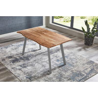 ESSTISCH LAXMI - Beige/Silberfarben, Holz/Metall (80/140/77cm) - SAM
