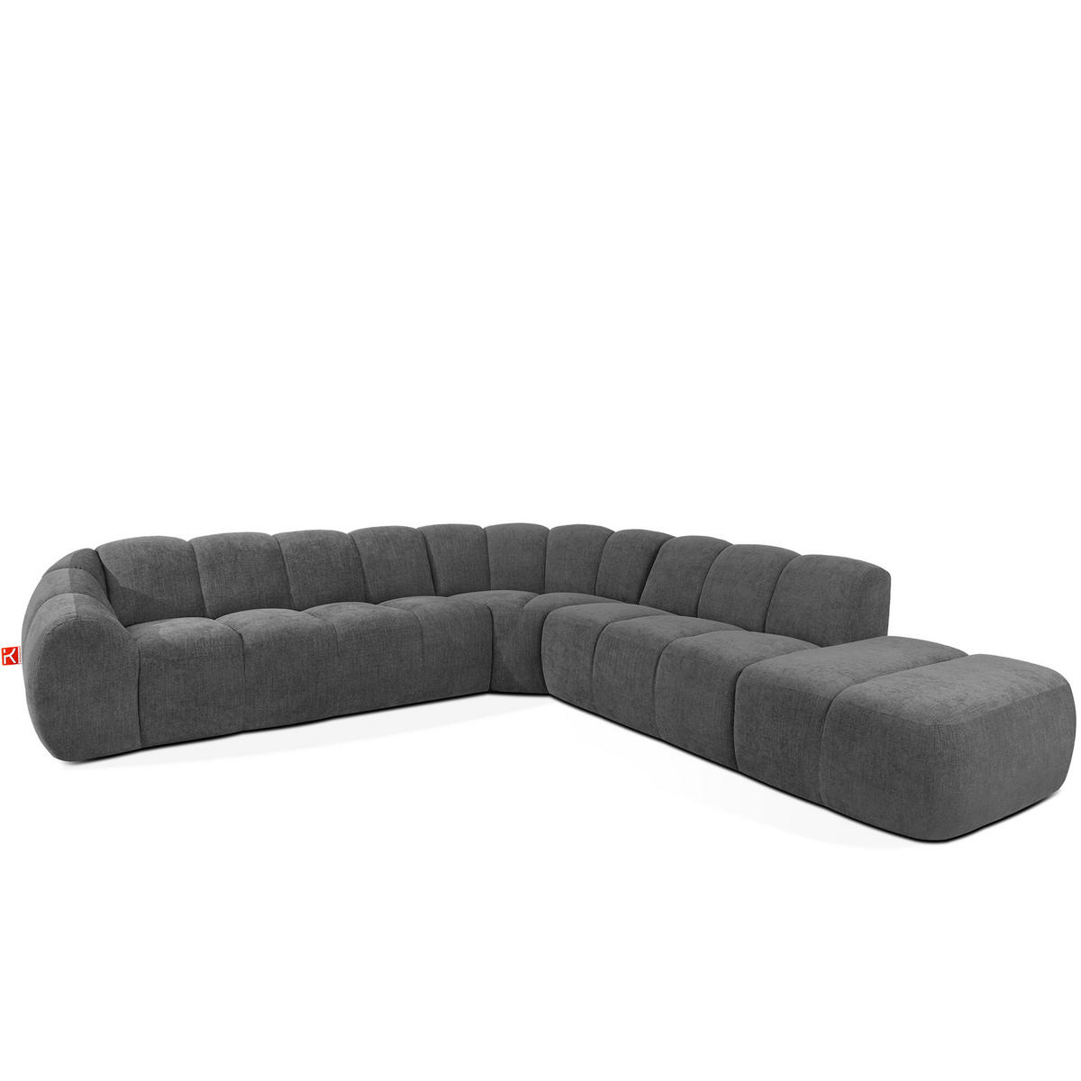 ECKSOFA RECHTS FLAVA, Aschgrau - Grau, Holz/Holzwerkstoff (310/314cm) - KONSIMO®