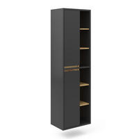 BADSCHRANK Viola Anthrazit 50 x 170 cm mit Türen, und offenen Fächern - Anthrazit, Holzwerkstoff (50/170/33cm) - Vicco