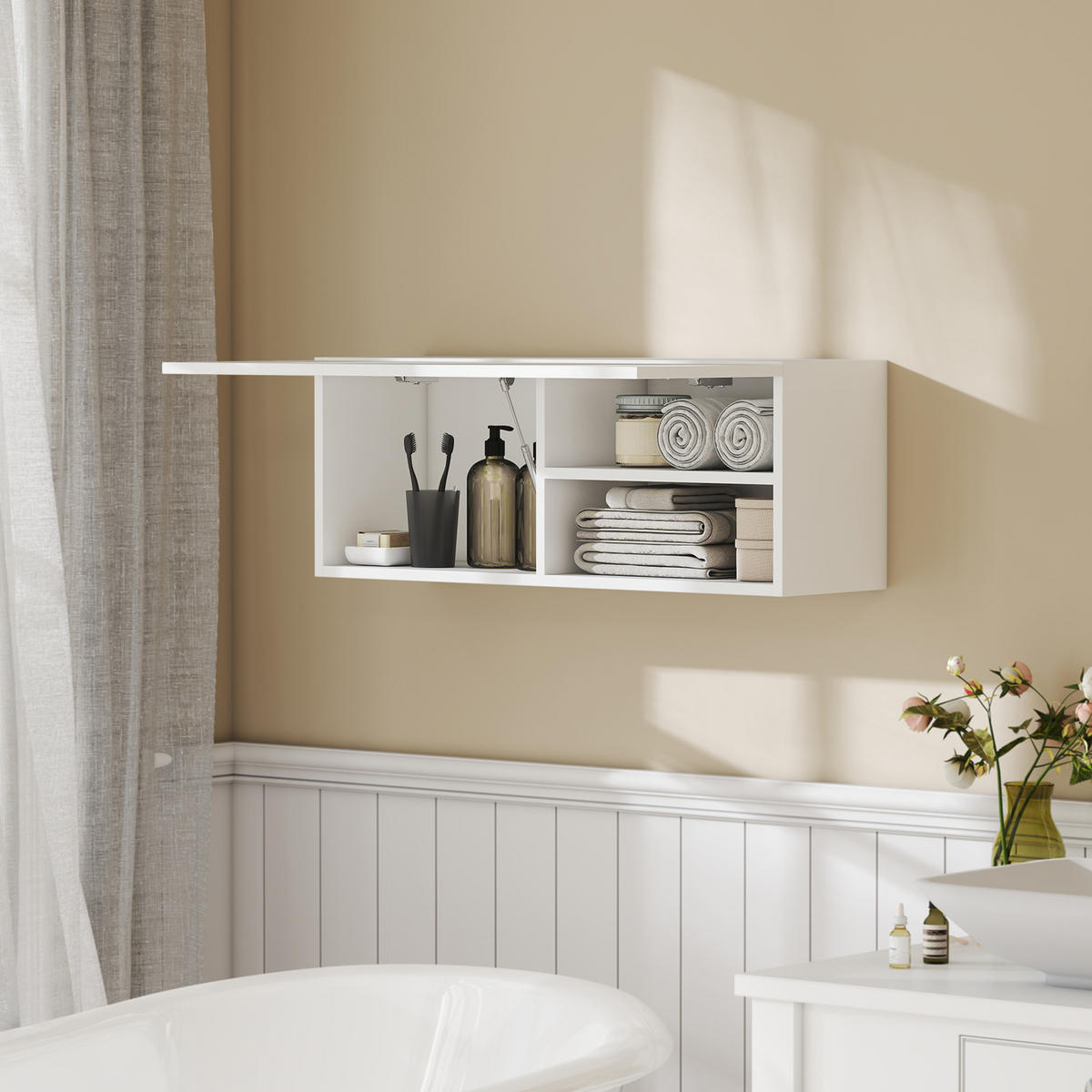 BADEZIMMERSCHRANK Weiß 25.0/80.0/30.0 cm - Weiß, Holzwerkstoff (80/30/25cm)