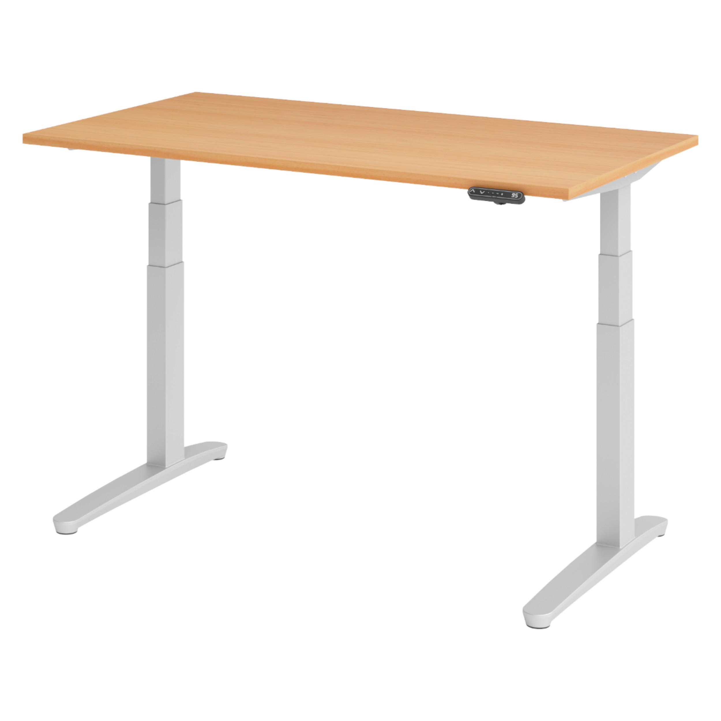 SCHREIBTISCH elektrisch XBHM 80/140/74 cm in Buchefarben/Silberfarben - Buchefarben/Silberfarben, Holzwerkstoff (80/140/74cm) - bümö