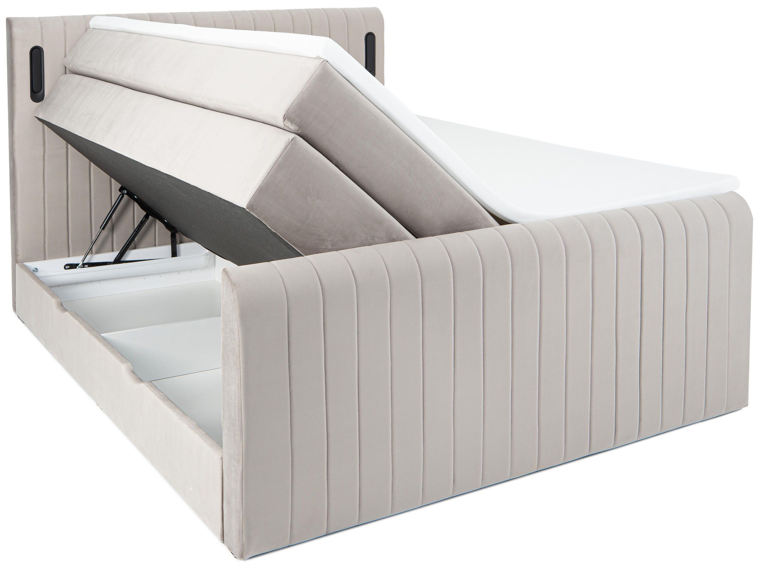 BOXSPRINGBETT FLY beige 160/200 cm H2/H3 Samt - Beige, Textil (160/200cm) - wonello