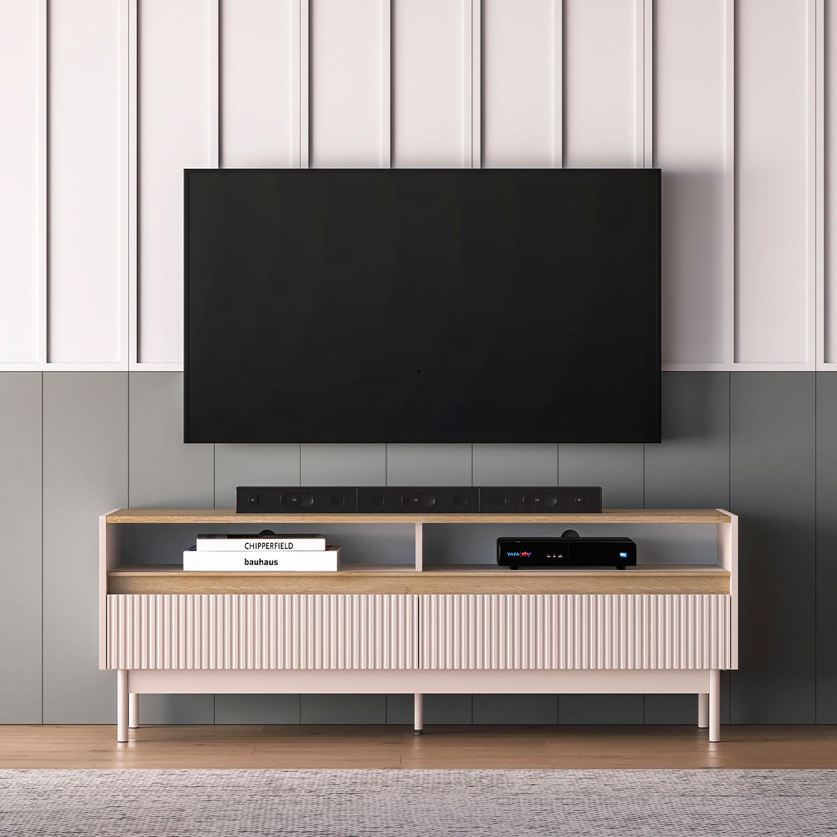 TV-MÖBEL Connie Kaschmir und Holz - Beige, Holzwerkstoff (153.8/54.9/40cm) - Petits-meubles