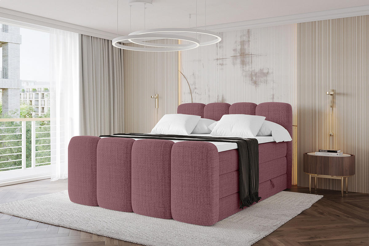 BOXBETT mit Matratze H3|H4 und Lattenrost - NINA-Z KING - 120x200 cm Aragon - Altrosa - Pink, Holzwerkstoff (120/200cm)