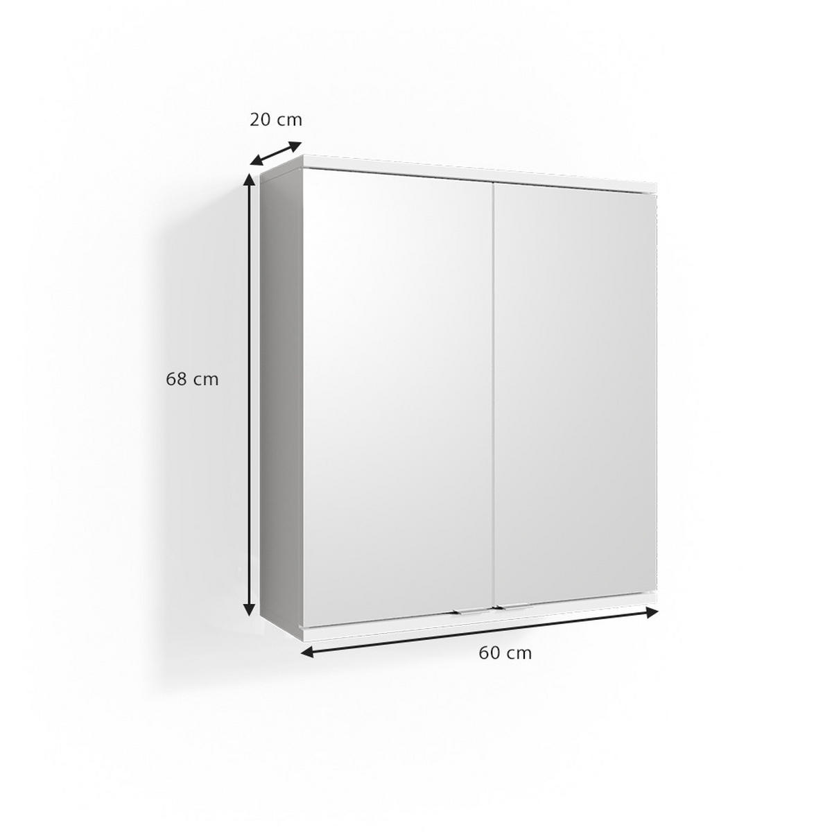 BADSPIEGELSCHRANK Roy Weiß 60 x 68 cm - Weiß, Holzwerkstoff (60/68/20cm) - Vicco