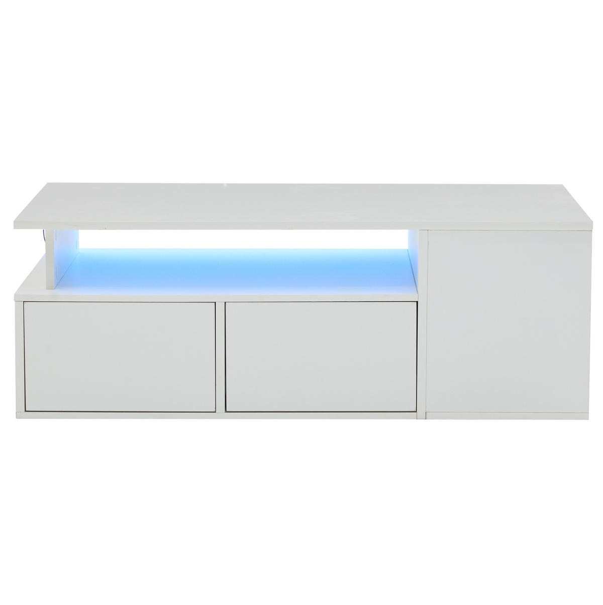 COUCHTISCH aus Spanplatte 100x50x35 cm Weiß mit LED-Beleuchtung und Stauraum - Weiß, Holzwerkstoff (100/50/35cm) - IVMEU