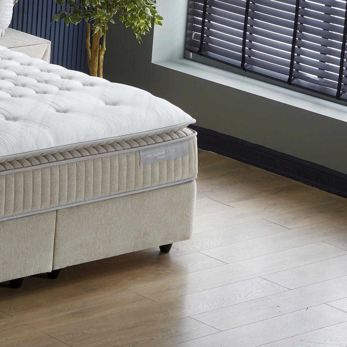 BOXBETT Shine Bett boxspringbett 120x200 mit matratze - Beige, Holz (120/200cm)