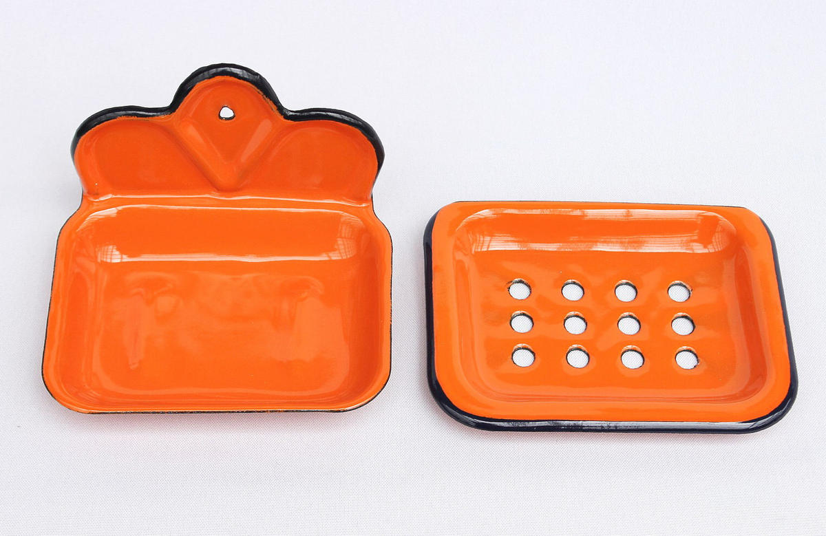 SEIFENHALTER emailliert 13 cm Orange - Orange, Glas (13/7/11cm) - DanDiBo