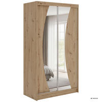 SCHWEBETÜRENSCHRANK mit Schubladen 120 - VERONA - Eiche Artisan mit Spiegel - Alufarben/Eiche Artisan, Holzwerkstoff/Metall (120/216/61cm) - MKS