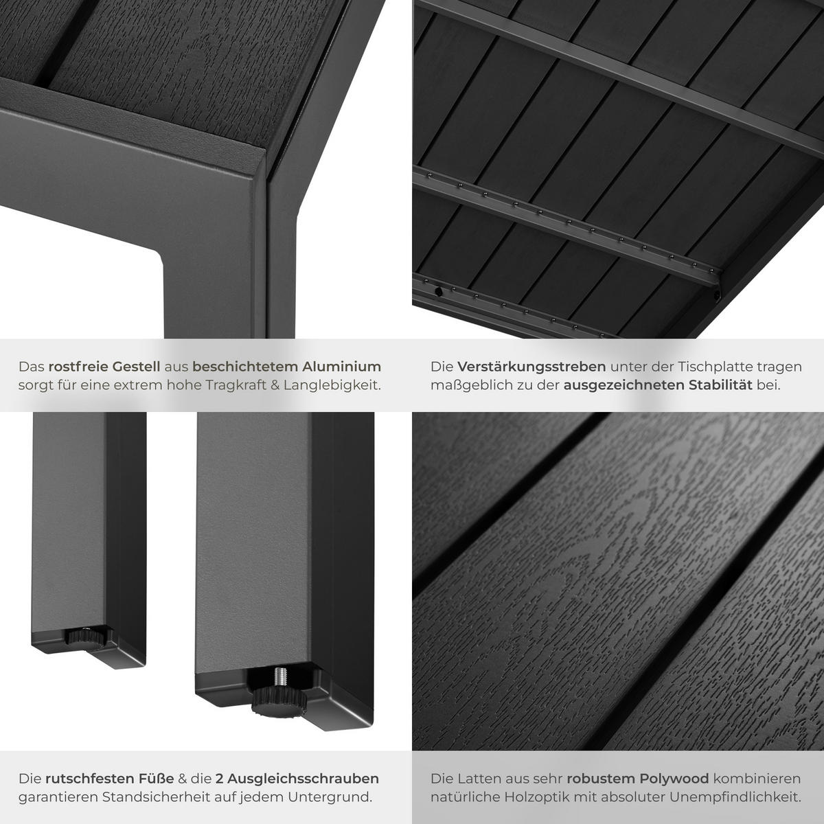 GARTENTISCH Maren,90 x 90 x 74,5 cm,schwarz - Schwarz, Metall (90/90/74.5cm) - tectake