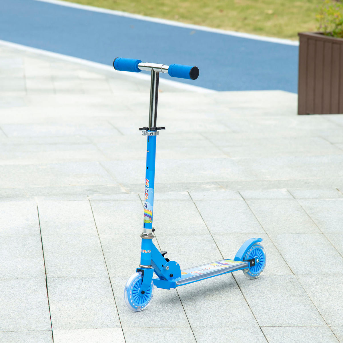 KINDERSCOOTER DE-16942 LED-Räder & Musik Blau - Blau, Metall (67/32/78cm) - ComfortXL