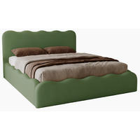 POLSTERBETT 180x200 Wave, Bettkasten, Samtstoff, Grün - Grün, Holz/Textil (180/200cm) - Emporius