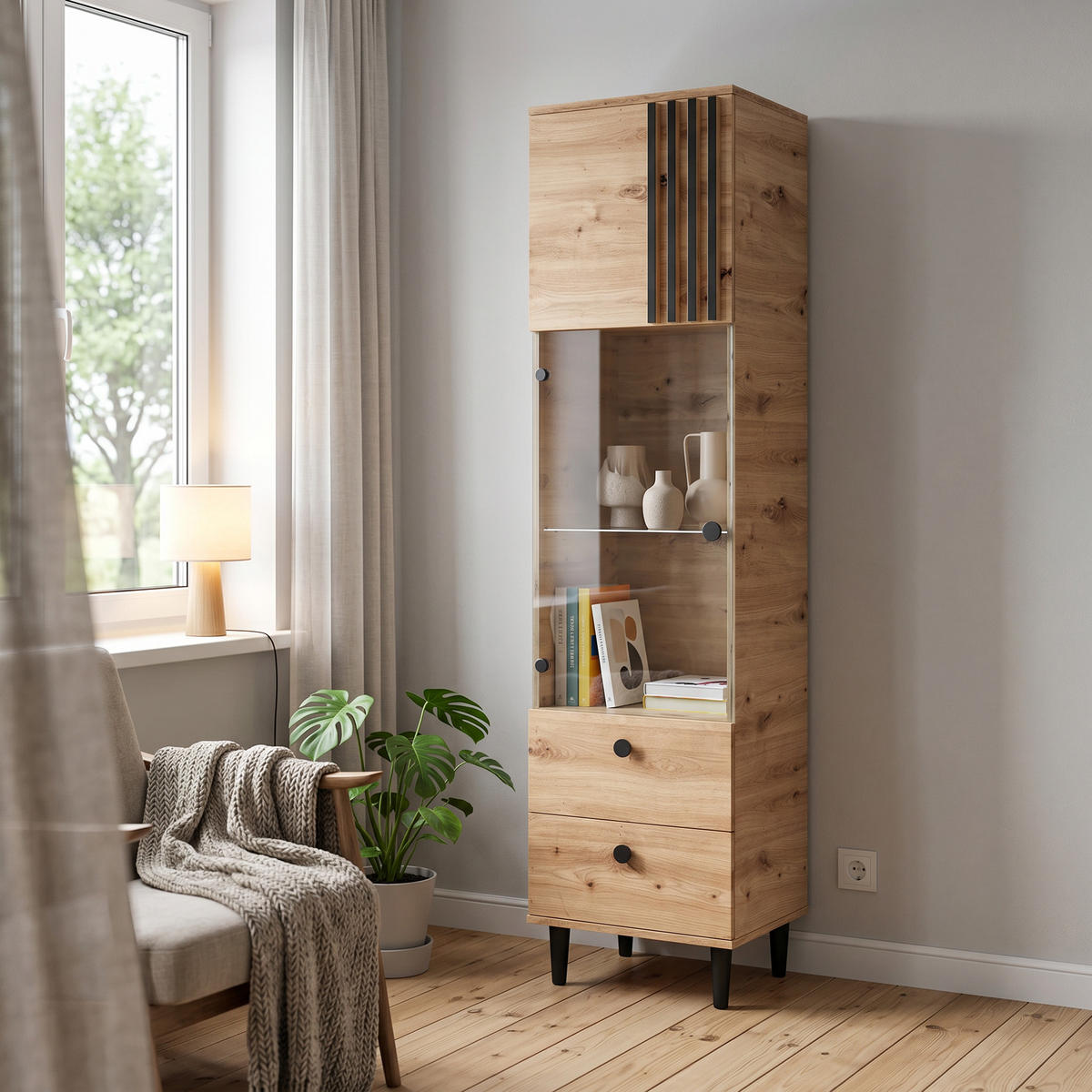 DREHTÜRENSCHRANK ARTIANO 50/196/40cm 2-türig Eiche Artisan - Eiche Artisan, Holzwerkstoff (50/196/40cm) - MASSENO