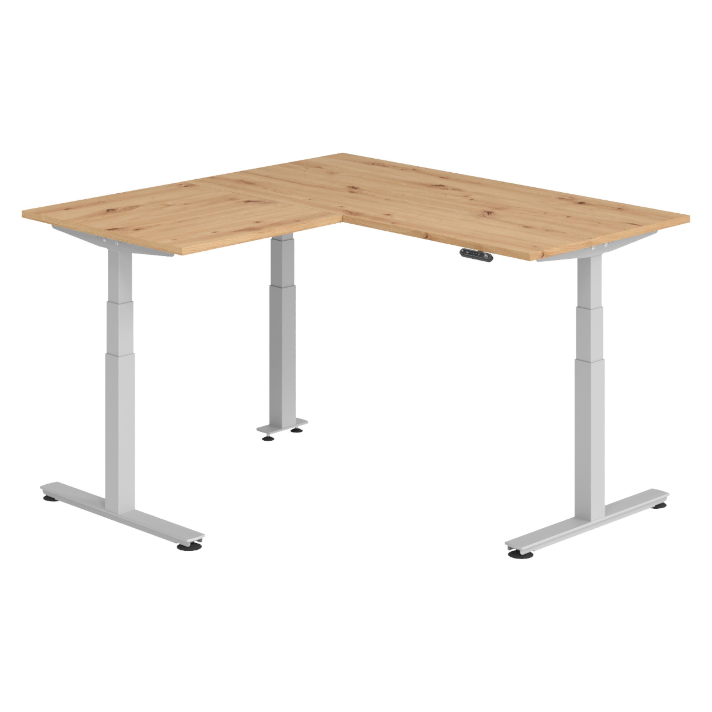 bümö Eckschreibtisch Wildeiche, Silber 160x74x160 cm