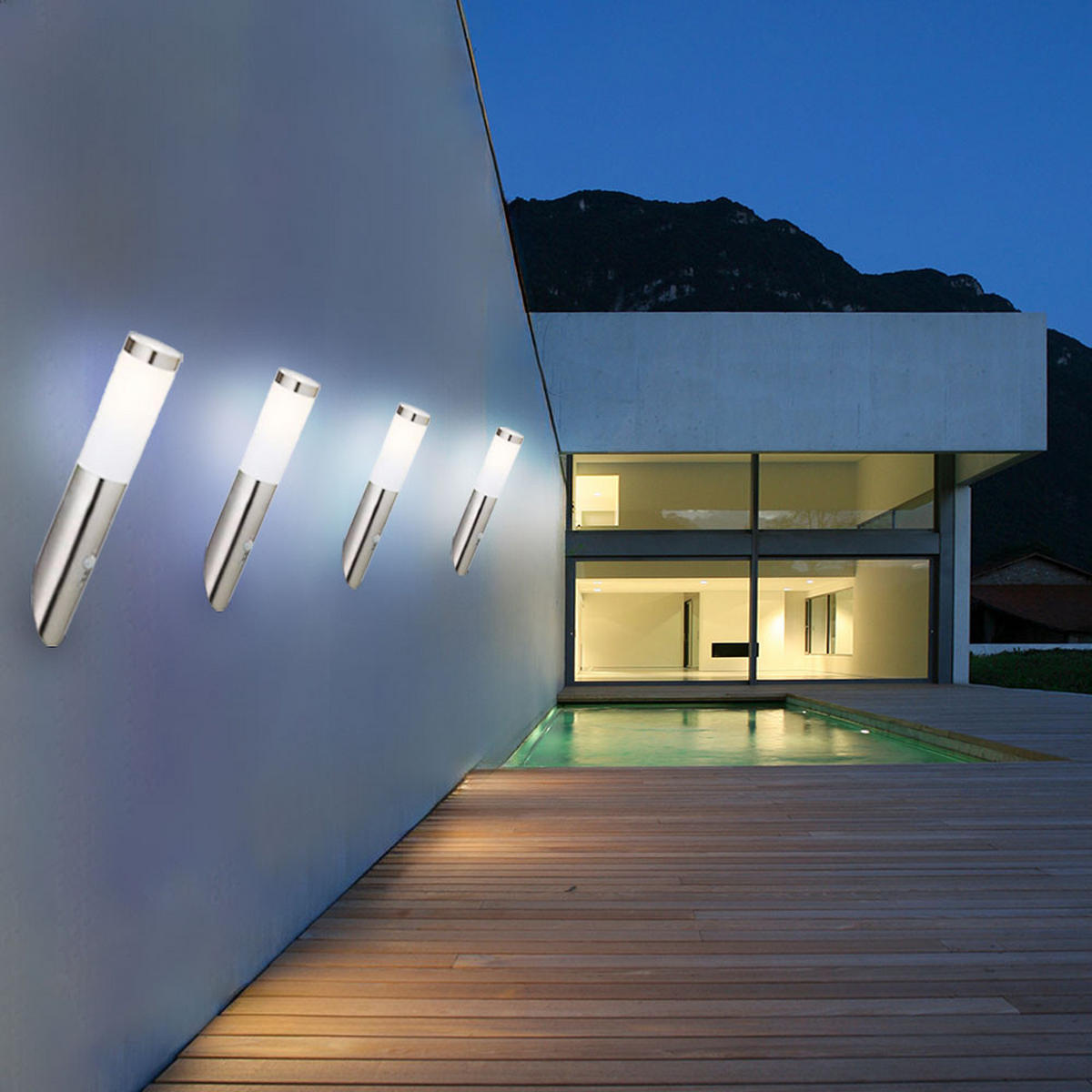 LED AUSSEN-WANDLEUCHTE Edelstahl Silber - Silberfarben, Metall (7.6/40/7.6cm)