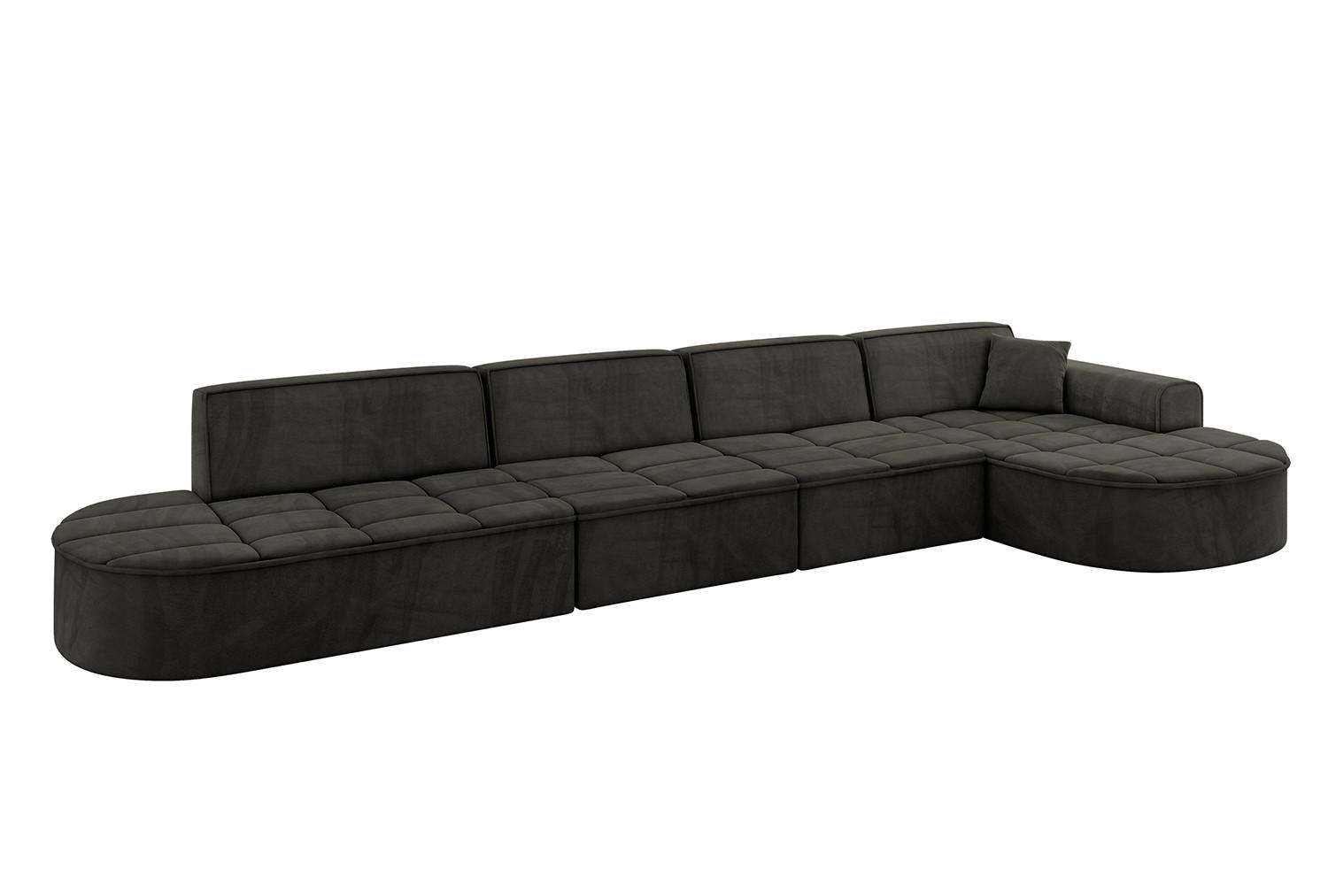 ECKSOFA Ottomane Rechts TARO-L3 - 413x171x79,5 cm Schwarz - Schwarz, Holzwerkstoff/Textil (413/171cm) - ALTDECOR