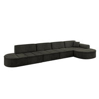 ECKSOFA Ottomane Rechts TARO-L3 - 413x171x79,5 cm Schwarz - Schwarz, Holzwerkstoff/Textil (413/171cm) - ALTDECOR