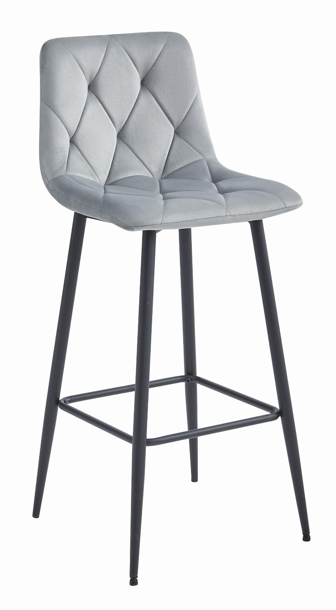 BARHOCKER Silber-Grau 43,5x32,5 cm NADO Samtbezug - Silberfarben, Metall (43.5/55/32.5cm)