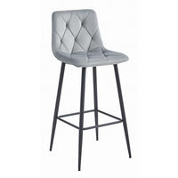 BARHOCKER KODA silbergrauer Sitz, schwarze Basis - Silberfarben/Schwarz, Textil (43.5/104/32.5cm) - Valora
