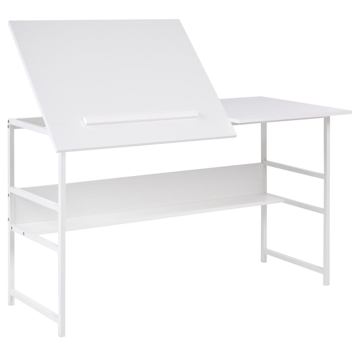 KRESLICÍ STŮL s sklopnou deskou stolu Bílý 140/60 cm Oran - bílá, kompozitní dřevo (60/140/76cm) - Beliani