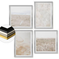 WANDBILDER 4er Set - 50x50 cm & 40x60 cm Silberner Rahmen - Modische Pastelltexturen - Silberfarben, Kunststoff (50/50cm) - ArtPrintCave