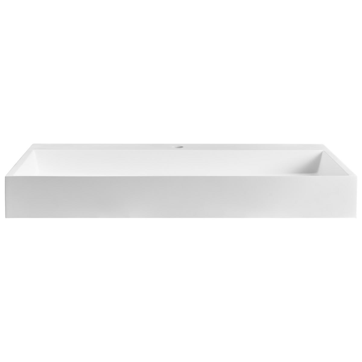 HÄNGEWASCHBECKEN Weiß 90/46 cm Mineralguss Quenko - Weiß, Naturmaterialien (90/12/46cm) - Beliani