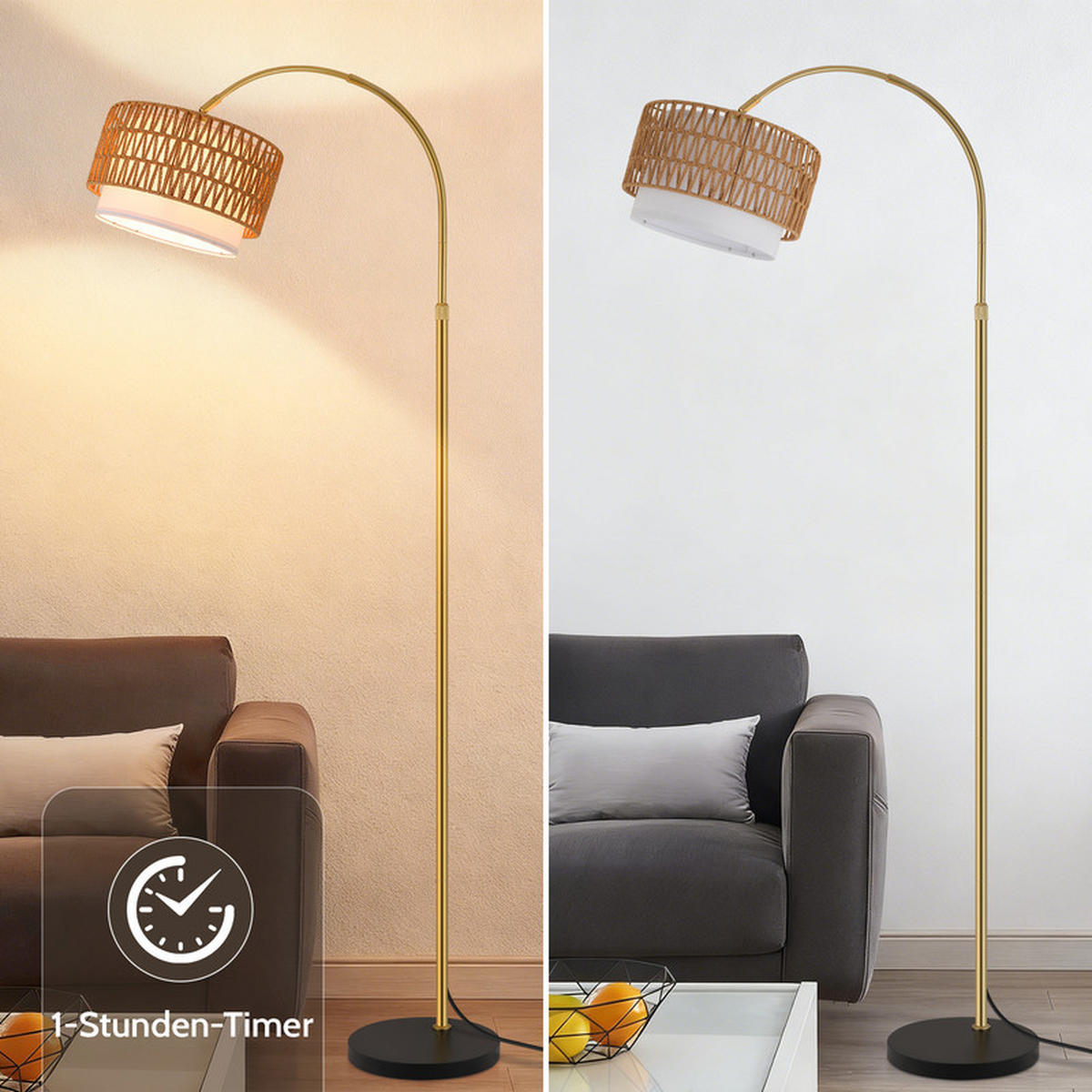 STOJACÍ lampa Casey III 71/32/180 cm - zlatá, kov (71/32/180cm) - Nettlife