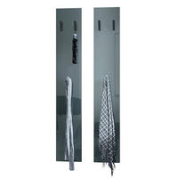 GARDEROBENPANEEL Roma M140, Moderne Wandgarderobe mit 6 Kleiderhaken, Made in Germany, Wandpaneel für Flur, Grau Hochglanz(24 x 140 x 2 cm) - Grau, Holzwerkstoff (24/140/2cm) - InnoFurn