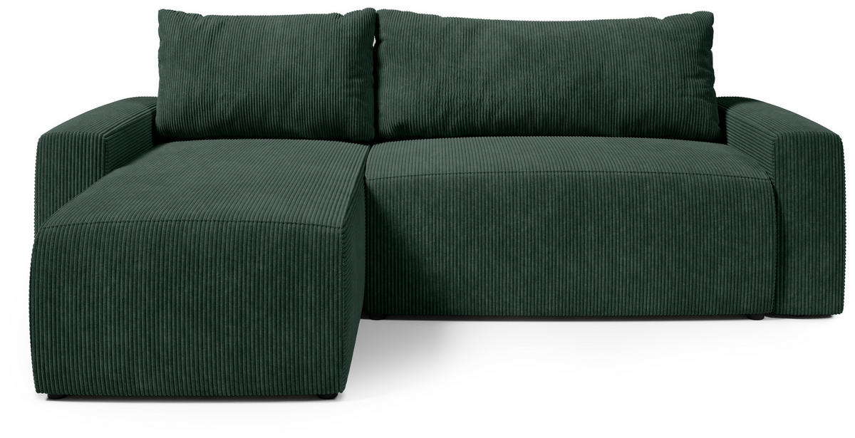 ECKSOFA PLUSH mit Schlaffunktion Grün Cord - Grün, Textil (240/145cm) - Bromarkt