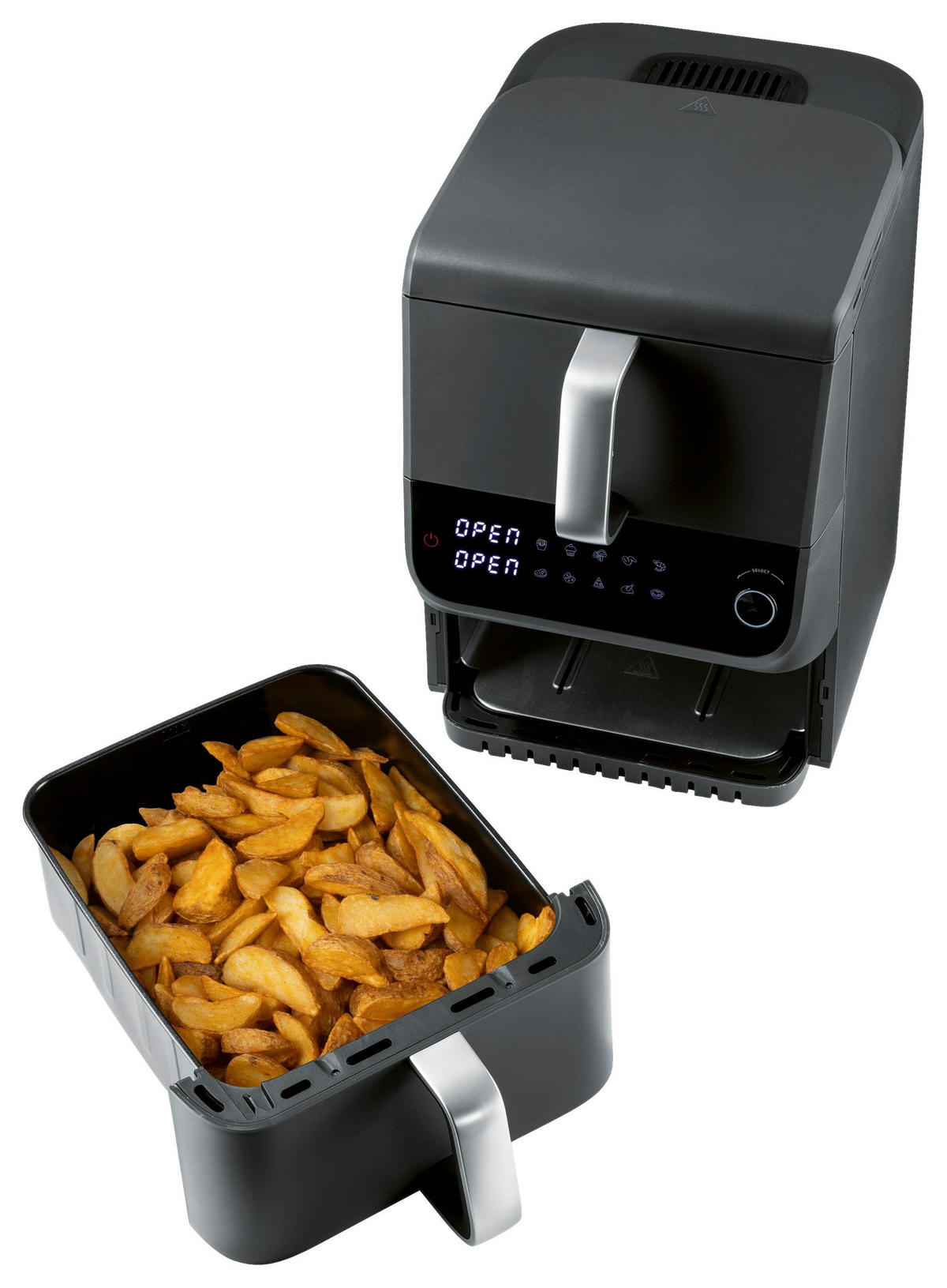 HEISSLUFTFRITTEUSE Gourmetmaxx Schwarz - Anthrazit, Metall (28.4/40/43cm)