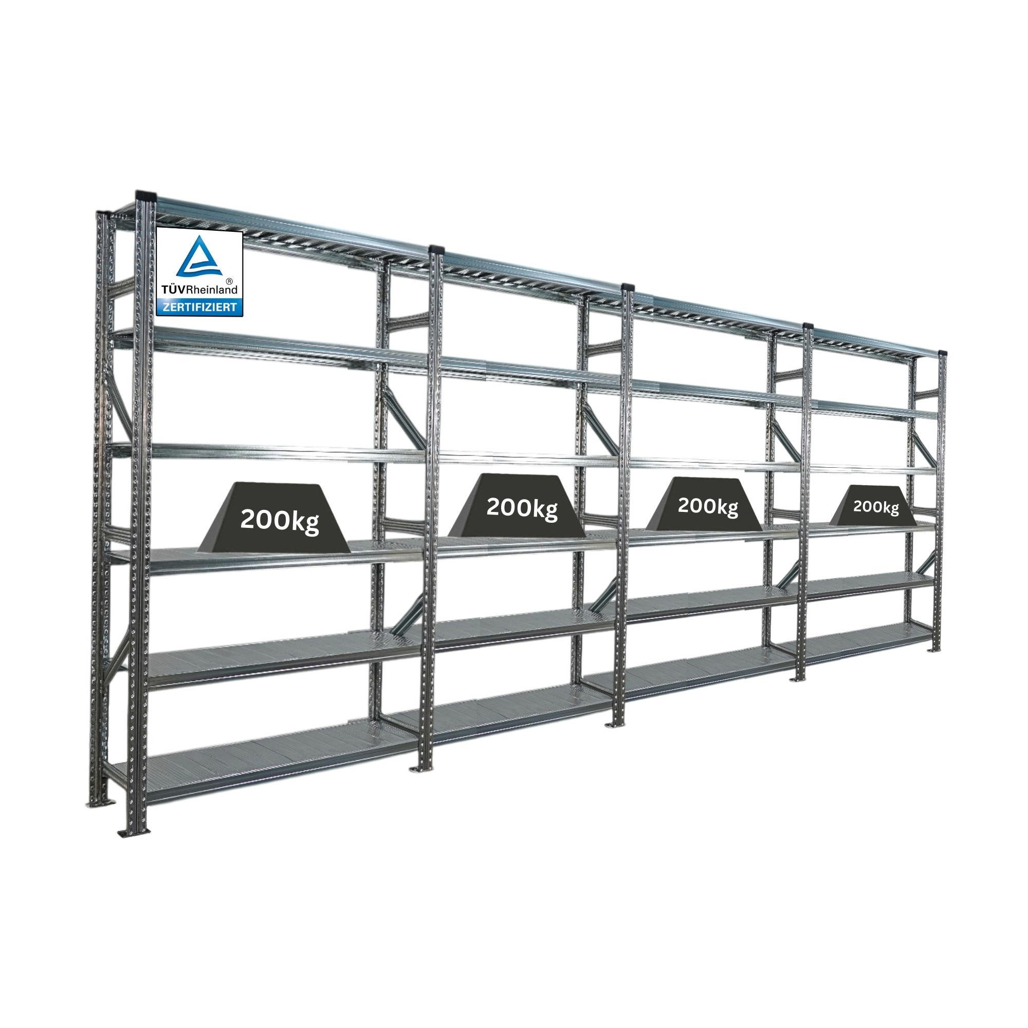 Proregal Fachbodenregal Silber 480x210x32 cm