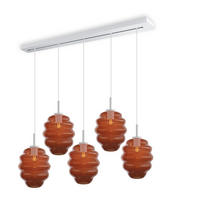 HÄNGELEUCHTE Echos 5-flammig Braun Ø 25cm - Braun/Weiß, Glas (25/25/28cm) - s.luce