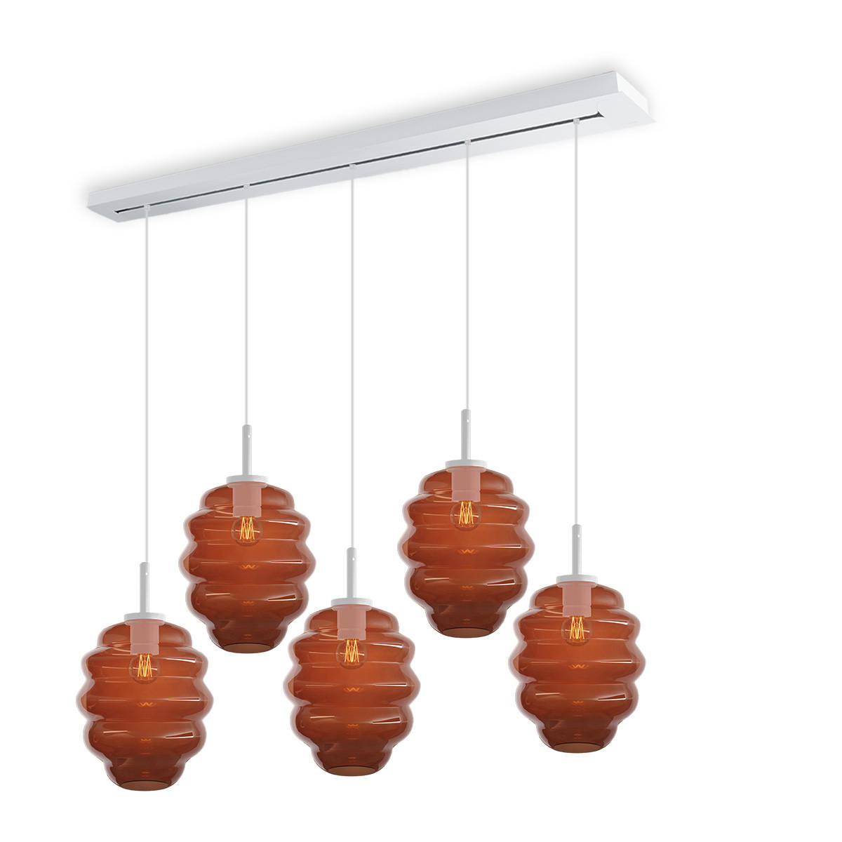 HÄNGELEUCHTE Echos 5-flammig Braun Ø 25cm - Braun/Weiß, Glas (25/25/28cm) - s.luce